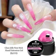 Mtssii 4PCS/Set 8ml Glass Jelly Non Stick Hand Extension Gel Nail Polish For 3D Carved Flower Nail Art Acrylic Gel Varnish Solid Builder Gel,Nail Art Building UV Gel Milky Jelly Hard Gel For Nail Painting Carving Tools - 彩色 - 查看 2