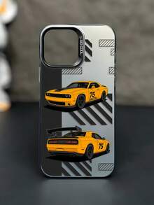 1pc Creative Racing Car Design Matte Frosted Anti-Drop Phone Case, Minimalist Style Phone Cover, Ideal Gift For Kids And Festivals - Grey - View 5