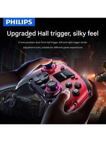 PHILIPS Controlador de juegos DLK5090 con latencia ultrabaja, joystick de efecto Hall, control inteligente de pantalla grande, función de ráfaga automática TURBO, cubierta magnética extraíble, pantalla interactiva inteligente de 1,44 pulgadas, compatible con múltiples dispositivos, gris