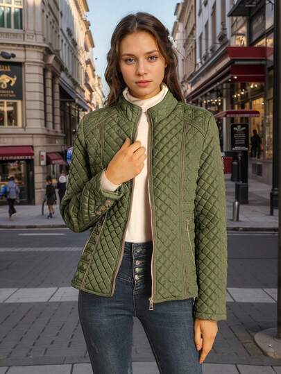 Chaqueta acolchada con capucha casual para mujer Giolshon, con bolsillos, abrigo acolchado ligero, adecuado para uso diario en primavera, otoño e invierno, ropa de invierno para mujer