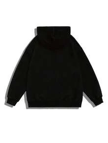 Felpa con cappuccio oversize da uomo, moda di strada stile emo, felpa con cappuccio nera, felpe da streetwear di Ognissanti con stampa di stelle e inglese, felpa nera versatile, adatta per uso quotidiano, stile Y2K - nero - Visualizzare 4