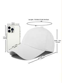 1pc Adjustable White Casual Baseball Cap, Soft Sweatband, Unisex, Fashionable Lightweight Sun Protection, Classic Style, Suitable For Gatherings, Vacations, Outdoor Sports, Daily Wear, Perfect Gift For Family And Friends - White - View 2