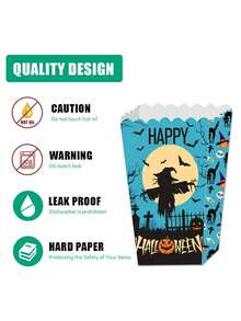 8pcs Foldable Halloween Paper Boxes, Bloody Hand Design, For Snack, Popcorn, Party Decor,Christmas - Multicolor - View 8