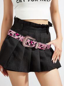Pink Leopard Print Belt