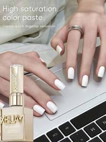 XEIJAYI 1支装 15ml 白色指甲油，无香型高光泽UV LED指甲油，无香纯黑法式美甲沙龙DIY美甲 - 白色 - 查看 4