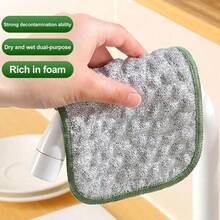 Wiping Rags Steel Wire Washing Cloth Non-Stick Oil Microfiber Dishcloths Kitchen Cleaning Cloths Reusable Double-Side Microfiber  Cloth Light Towel - 1 - View 4