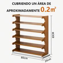 Zapateras modelo E con 6 niveles almacenamiento bambú para 24 pares muebles ecológicos organizador de zapatos multiusos estructura robusta diseño natural moderno para dormitorio entrada sala hogar - Granate - Ver 4