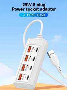 Durcord 8 Ports USB+Type C HUB Extender Multi-Functional Docking Station,8In1 Hub USB On Off Portable Splitter Adapter For Computer Laptop Phone Flash Disk, Mouse, Card Readers, Keyboards, Gaming Devices, Mp3 Players, HDD, Etc.PC, Book, Pro, Cellphone OTG Adapter, Printer, Camera, USB Fan Or Any Other USB Peripherals And More