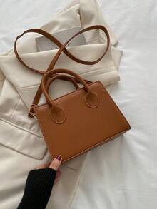 Bolso minimalista de unicolor para mujer para uso diario - Marrón - Ver 2