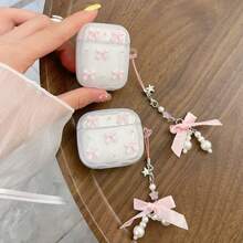 粉色树脂蝴蝶无线蓝牙耳机壳适用于 Apple 4/3/Pro/Pro2，防摔蓝牙耳机保护壳带蝴蝶吊坠，送给女朋友的礼物 - 粉紅蝴蝶 - 查看 4