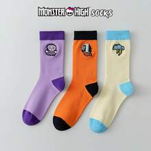 Monster High 1/3 Paar mittellange Socken, personalisiert, lustig, farbenfroher, kreativer Cartoon-Entwurf, Geschenk für Feiertage, bequem und atmungsaktiv, verbessert die Familienatmosphäre, modisch und stilvoll, geeignet für Herren- und Damensocken, verrückte Socken, Anime-Socken, mehrfarbige Socken