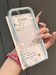 غطاء هاتف ملون بإطار بسيط للدوبامين، متوافق مع أجهزة 16/16Pro/16Plus/16ProMax/15 14 13 12 Pro Max 11، غطاء هاتف شفاف مطفي مقاوم للصدمات للحماية الكاملة للجسم - الأزرق - مشاهدة 1