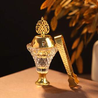 1 件/1 套复古装饰香炉，金属玻璃香炉，适合家庭祈祷、家居装饰、办公室装饰、客厅配件，可作为节日礼物、生日毕业礼物。装饰品。
