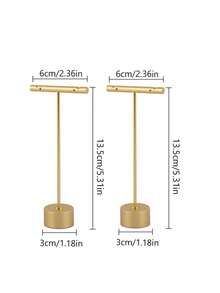 1pc/2pcs Metal T-Shaped Jewelry Display Stand, Ring, Earring, Necklace Jewelry Display Stand, Jewelry Storage Stand, Jewelry Stand Suitable For Wedding And Valentine's Day Gifts, Room Decor - Gold - View 25
