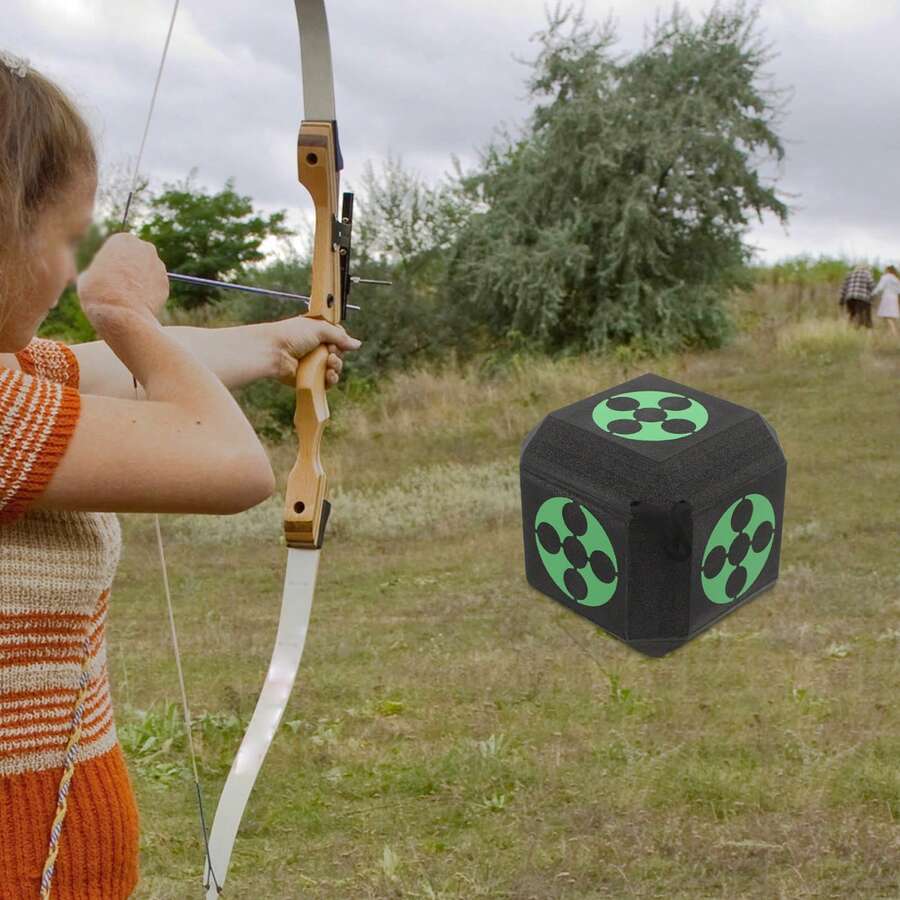 Cubic Archery Training Target, Target For Hunting Shooting Indoor Outdoor, Arrow Shooting Target For Use At Archery Ranges, Outdoor Events, And Home Practice, 23*23*23cm - Black+Green - View 1