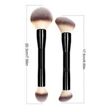 2pcs Dual-Ended Multi-Functional Makeup Brushes, Soft & Fluffy, Durable ABS Handle, Powder, Blush, Highlighter, Contour Brushes, Travel Friendly Cosmetic Tools