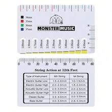 吉他弦距尺、PVC乐器测量尺、电吉他配件、古典贝斯测量工具、不锈钢弦规、琴颈尺 - 彩色 - 查看 6