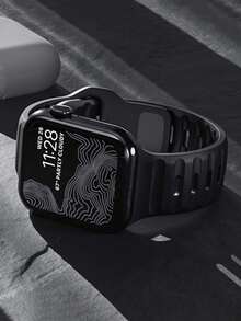 1pc Black Apple Watch Band, Outdoor Sports Climbing Fitness Yoga Waterproof Sweat-Resistant Ultra-Thin Soft 3D Embossed Texture Silicone Band Compatible With Apple Watch Ultra 3/2/1 SE S9/8/7/6/5/4/3/2/1 Series, 38/40/41mm, 42/44/45/46/49mm, Unisex Replacement Smartwatch Strap, Gift For Men & Women