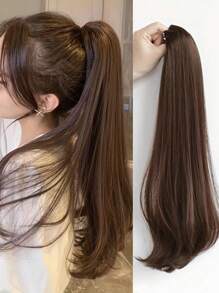 Synthetic Claw Clip On Ponytail Hair Extension For Women Slightly Cocked Pony Tail Hair Hairpiece