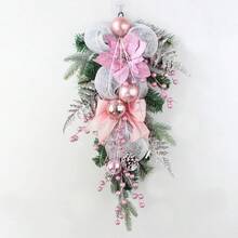 1 pieza Corona navideña colgante, adecuada para pared, puerta, decoración del hogar rústico, decoración de boda, decoración navideña, corona de temporada