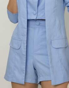 Women's Double Blazer And Casual Shorts Set - Azul Claro - Xem 3