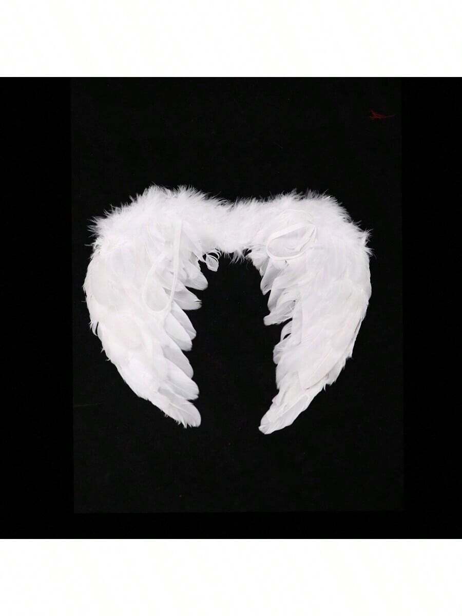 1pc Small Size Angel Natural Feather Wings, Unique Costume Accessory For Photo Props, Suitable For Holiday Dress Up