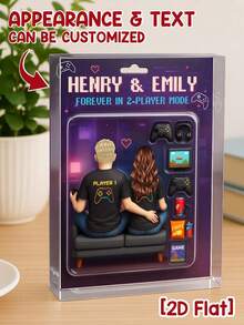 Tượng đôi theo chủ đề chơi game bằng acrylic tùy chỉnh, Quà tặng chế độ 2 người chơi được cá nhân hóa, Giao diện và tên tùy chỉnh, Quà tặng độc đáo cho game thủ, Cặp đôi - Như được hiển thị - Xem 10