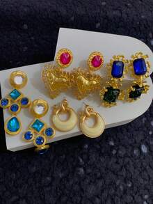 1 件复古黑色珐琅小众设计优雅银针幸运马蹄时尚高端耳环适合女士日常/派对佩戴 - 幸運馬蹄耳墜 - 查看 8