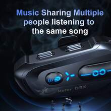 D3X Motorcycle Helmet Intercom, BT 5.4, IPX6 Waterproof, Music Sharing, Unlimited Number Of Intercoms, Suitable For All Motorcycle Helmets, Voice Control, Wireless Calling Headphones, Hands-Free Calling Music Headphones Suitable For Full And Half Helmets