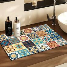 Ein Boho-Stil bedruckter Abtropfmatte mit personalisierten Mustern. Die neue saugfähige Küchen-Abtropfmatte hat eine farbbeständige Oberfläche mit weichem und angenehmen Griff. Maschinenwaschbar für einfache Reinigung.