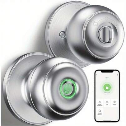 Fingerprint Door Locks For Bedrooms, Fingerprint Door Handles With Locks, Smart Door Handles, Biological Door Handles, App Controls, Spare Keys, Fingerprint Door Handles For Bedrooms, Offices, Apartments