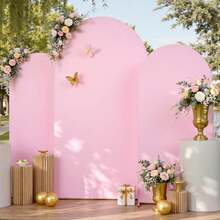 eluckya Wedding Arch Backdrop Set,  Arch Covers Backdrop, Suitable For Birthday Decorations, Party Supplies, Gender Reveal Party Supplies, Wedding Decorations, Bridal Event Decorations, Baby Shower Supplies, Wedding Supplies And Arch Backdrop Frame (Arch Frame Not Included). - 粉色 - 查看 1