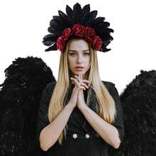 1pc Halloween Rose Headband Black Flower Crown Day Of The Dead Headpiece Gothic Headband Cosplay Party Costume Accessories - Halloween Headband - View 1