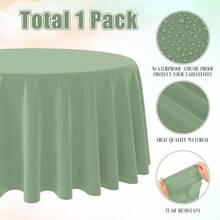 6Pack Sage Green Plastic Tablecloths Round Light Green Tablecloth Waterproof Disposable Round Sage Table Cover Birthday Bridal Wedding Shower Party Decorations, 84Inch