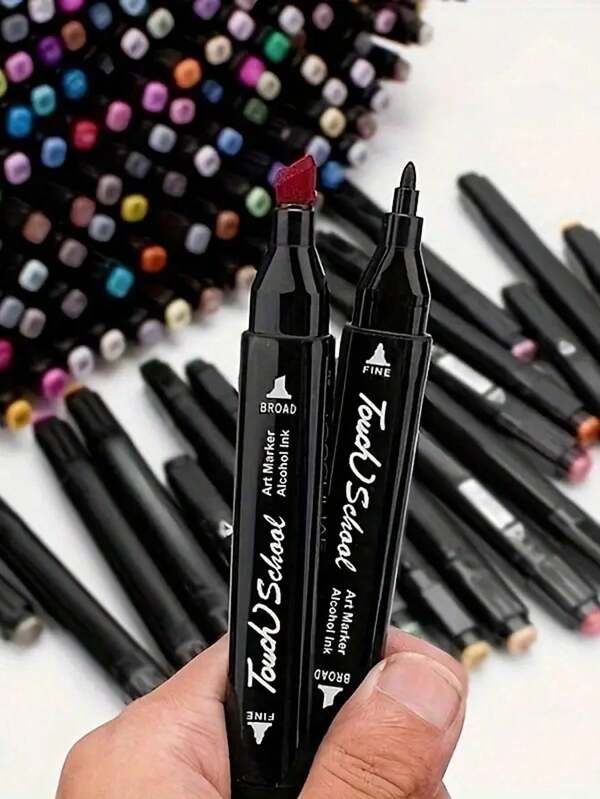 120/168 Color High-Quality Double Pointed Marker Pen Set, Made Of Simple Black Cloth Bag - High-Quality, Perfect For Artists And Craftsmen