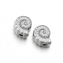 Gói 5 hạt chuỗi hạt hình đại dương bằng thép không gỉ, họa tiết hoa trơn, vòng tay/vòng cổ vỏ sò dễ thương, trang sức mặt dây chuyền phụ kiện tự làm - Chuỗi hạt Ocean Series - Xem 17