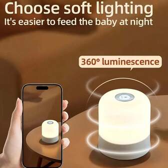 Bedside Lamp, Touch Control, USB Rechargeable, 3 Color Temperatures; Baby Sleep Eye-Caring LED Light, Dimmable, USB Rechargeable Soft Cylinder Light Without Glare, Rechargeable Portable Bedside Lamp With Memory, Suitable For Christmas, Halloween, Holiday Decoration And Gifts