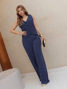 Striped Linen Set - marineblau - Übersicht 2