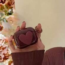 Burgundy Heart-Shaped Protective Case For AirPods 1/2/3/Pro/Pro2, Ideal Gift