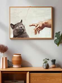 1 件无框趣味猫咪模仿帆布艺术 - 亚当的创作海报，无框客厅墙面装饰，节日和家居的完美礼物，猫咪装饰、海报和印刷品，万圣节装饰、宿舍装饰、圣诞节房间装饰、家居装饰墙贴、客厅装饰个性化贴纸 - 彩色 - 查看 5