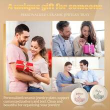 1pc Best Friend Gift Personalized Jewelry Dish Perfect Bridesmaid Or Bestie Gift Custom Name Gift For Her Birthday Wildflower Ring Dish - Round - View 3