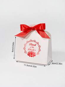 10/50 BUCĂȚI Cutii cadou personalizate Diwali cu imprimeu Lotus Mandala și fundă panglică, text personalizabil cu nume, cutii elegante pentru bomboane de petrecere pentru sărbătorirea festivalului, cadouri de returnare a nunții, ambalaje pentru dulciuri de sărbători în culori aurii și roșii