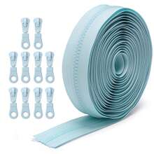 Conjunto de Zíperes: 177.16 Polegadas de Zíper com 10 Cursores de Zíper, Corrente de Zíper de Resina Colorida 5#, 10 Opções de Cores, Comprimento Personalizável, Adequado para Bolsas, Artesanato