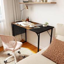 Furniture Escritorio Moderno Escritorio para Computadora Escritorio de Estudio con Bolsa de Almacenamiento Adecuado Escritorio de Oficina Ligero y Resistente Marrón 100 x 48 x 74cm - Marrón (100 x 48 x 74 cm) - Ver 5