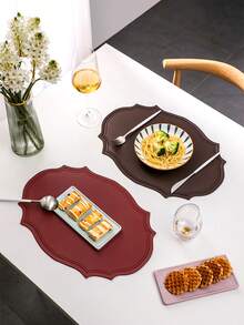 Placemat, Edge Pressing Edge Imitation Leather Nordic Coaster Pad, Placemat, Kitchen Accessories, Dining Table Placemat,Heat Resistant, Anti-Scald Western Placemat, Can Be Used For Holiday Decoration, Party Banquet Decorations, Desktop Protection Decorations, Washable And Easy To Clean