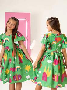 Young Girls Dresses - Green - View 5