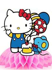 Sanrio قطعة واحدة من ديكور قرص العسل الجميل لحفلة عيد الميلاد على شكل قرطاطون، حامل عرض قرص عسل هالو كيتي