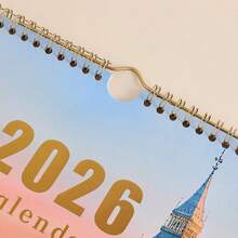 12 fogli Calendario da parete 2026 con stampa in oro, pianificatore giornaliero formato A4, stile pittorico di attrazioni retrò per casa, scuola, ufficio, perfetti accessori organizzativi per individui e professionisti impegnati - Tagli Unica - Visualizzare 5