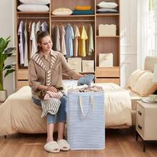 Cesto portabiancheria pieghevole e grande, cesto portabiancheria in piedi impermeabile con manici per il trasporto facile per vestiti in camera da letto, bagno, college, dormitorio per adulti, 75L