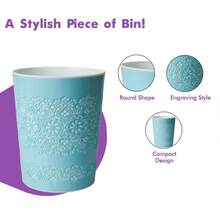 HOMION 9 Litre Flora Waste Container Basket Storage Bin For Office Room Bathroom Usage Light Floral Plastic Smooth - Black - View 8